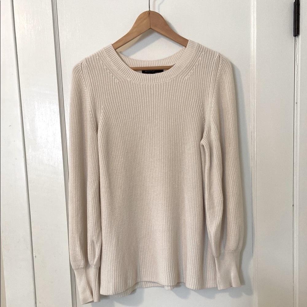Banana Republic cream cotton long puff sleeve sweater - size S - EUC